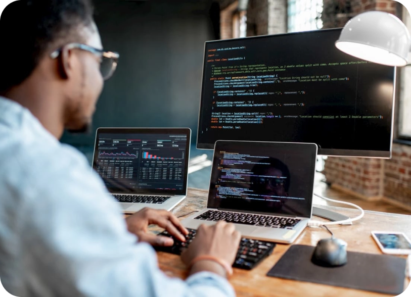 A Professional engrossed in his computers, diligently immersed in there tasks.